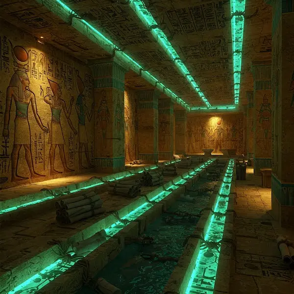 Sale di Amenti: ricostruzione IA basata sul tempio di Edfu