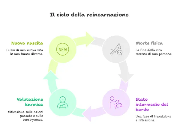 Quanto dura il ciclo della reincarnazione? Infografica sui tempi di rinascita secondo buddismo e induismo